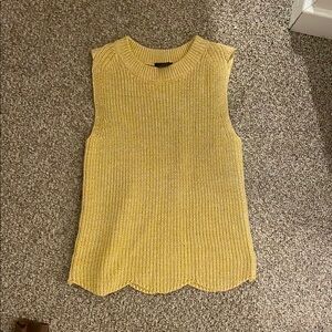 Ann Taylor Factory Yellow Ribbed Sleeveless Tank Top
